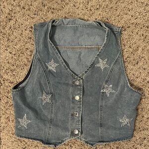 Embellished Denim Vest